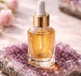 Midnight Spice perfume bottle with black cap and gold label on a dark background